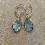 Aquamarin Ohrringe facettiert oval 1,4 cm